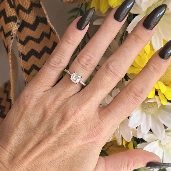 Genuine Moissanite Ring Platinum Over 925 Sterling Silver. - Picture 5 of 9